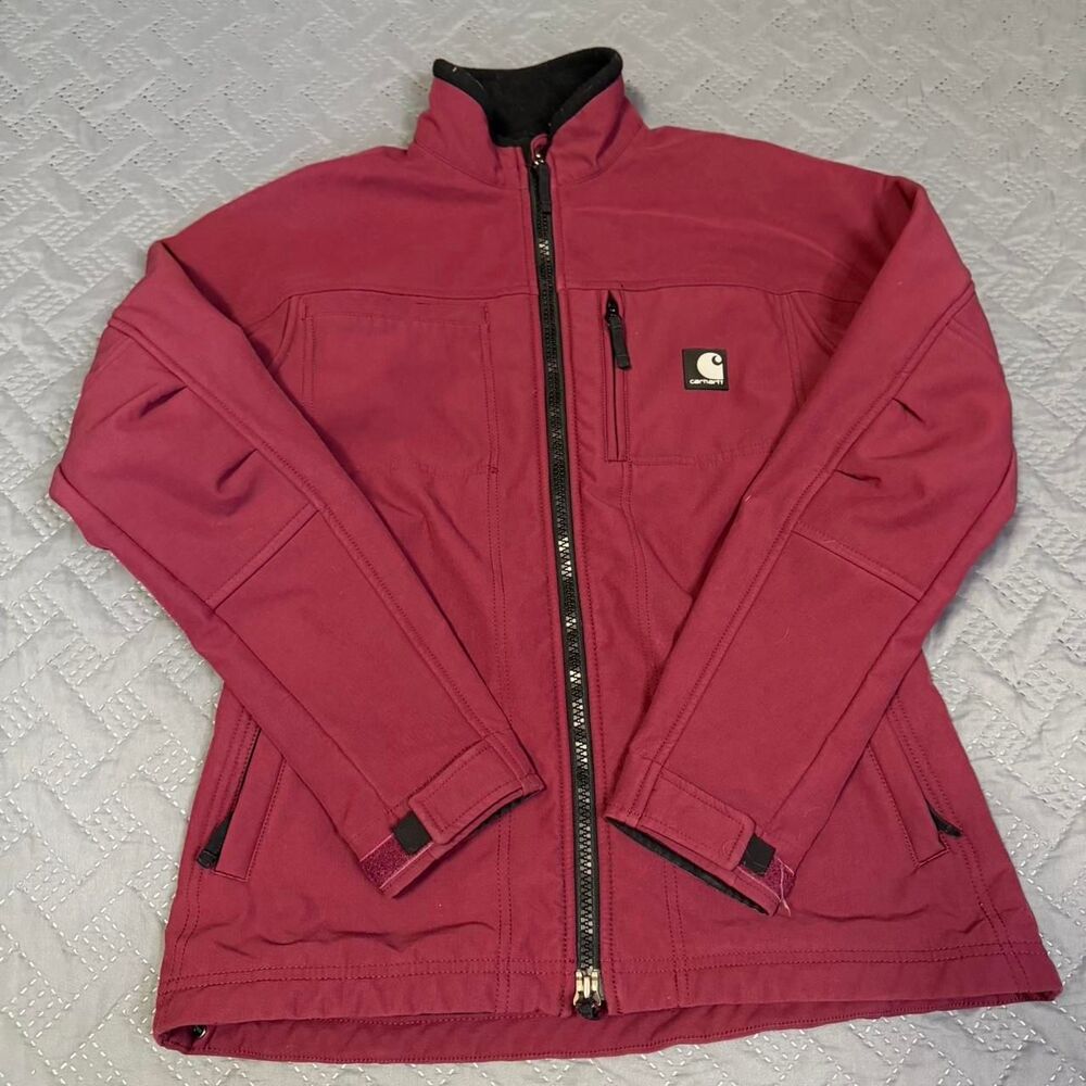 Carhartt Burgundy Soft Shell Jacket Women's Full Zip Work Outdoor WJ176 BRG
